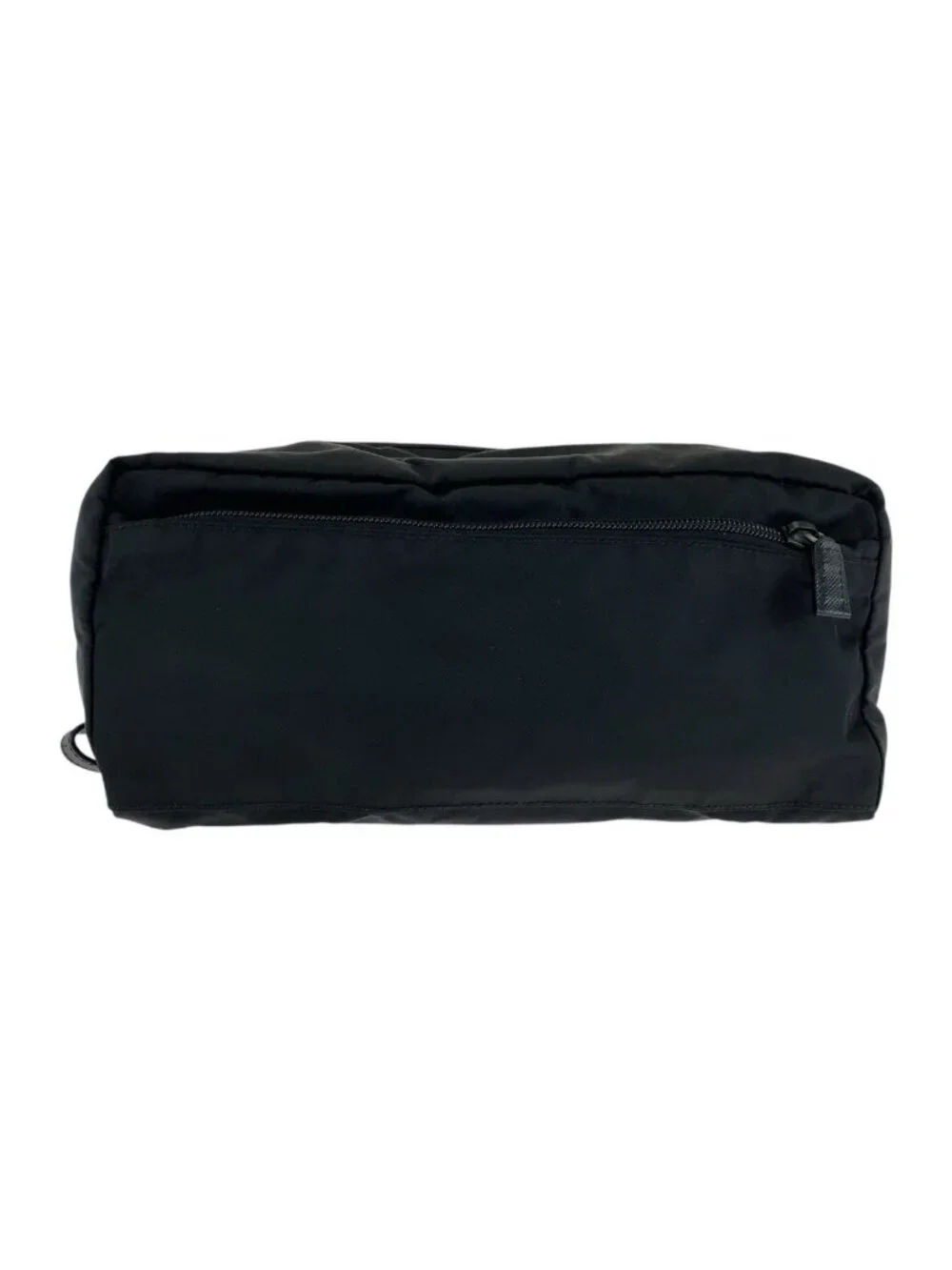 Prada Tessuto Saffiano Leather Triangular Black Nylon Clutch Pouch